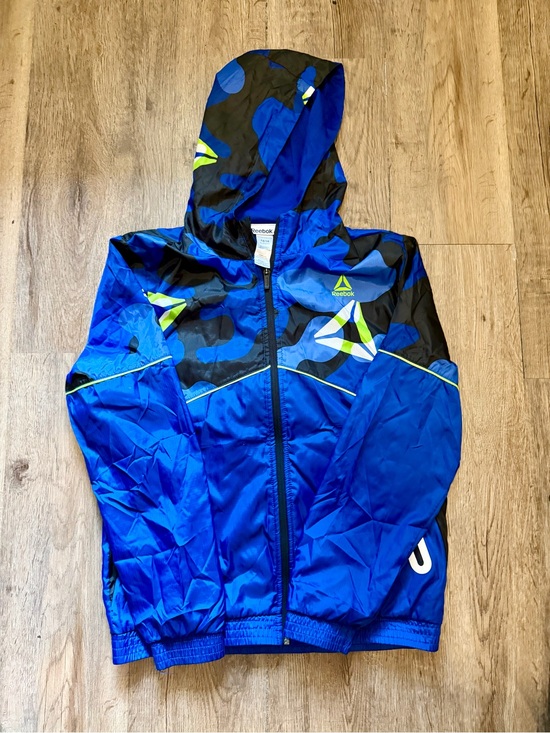 Reebok Other - Reebok Boys’ Youth XL 14/16 Blue Camo Neon Hooded Windbreaker Jacket